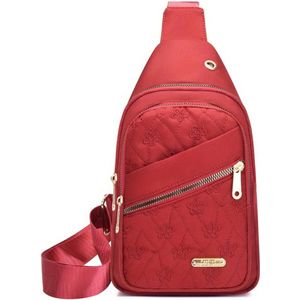 Sasemy - Borsttas Voor Dames - Sling Bag - 2 rits/vakken - Dames - Heren - Rood - Bloemen print #11 - 30 x 16 x 6 - Slingbag - Sbag - Schoudertas - Rugzak - Crossbody bag - Moederdag Cadeau - Verjaardag Cadeau - Sinterklaas Cadeau - Kerst Cadeau