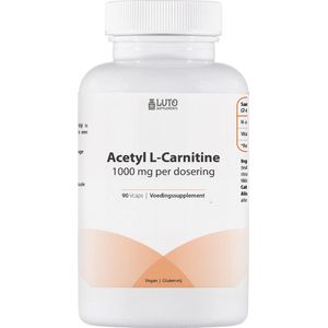 Luto Supplements | Acetyl L-Carnitine | 1000 mg per dagdosering | Hoog gedoseerd | Bio-actieve vorm van carnitine | vegan | 90 Vcaps