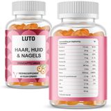 Luto Supplement - Haar, huid en nagel gummies - vitamines voor haar, huid en nagels - sinaasappel smaak - vitamine c - Biotine - foliumzuur - inositol - geen capsule, poeder of tablet - vegan - 60 gummies