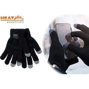 Heat Essentials - Touchscreen Handschoenen Kinderen - 5/9 Jaar - Zwart - Thermo Handschoenen - Kinderhandschoenen - Winter Winddicht