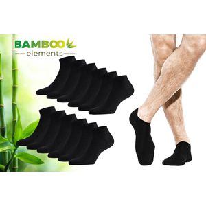Bamboo Elements - Sneakersokken - 12-Paar - Zwart - Bamboe Sokken – Sneakersokken Heren – Sneakersokken Dames - Sneaker Sokken