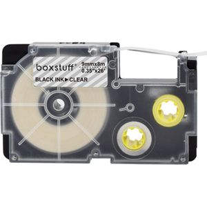 Casio Compatible XR-9X tape - Zwart op transparant - 9 mm x 8 m - Geschikt voor Casio KL-60 KL-60SR KL-100 KL-120 KL-430 KL-750 KL-780 KL-820 KL-1500 KL-2000 KL-7000 KL-7200 KL-8000 KL-8100 KL-8200 KL-C500 KL-HD1 KL-P1000