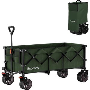 LifeGoods Bolderkar - XXL - Opvouwbaar - 300L - 150KG Draagkracht - Groen