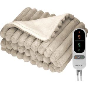 Warmrest Elektrische deken met automatische uitschakeling, 150 x 200 cm, flanel, elektrische warmtedeken, elektrische deken, 6 temperatuurniveaus en oververhittingsbeveiliging, wasbare elektrische