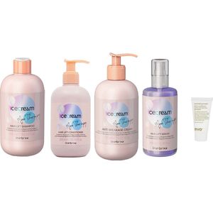 Inebrya - Ice Cream Hair Lift Shampoo 300ML - Conditioner 300ML - Anti Breakage Cream 150ML - Hair Lift Serum + WILLEKEURIG Travel Size