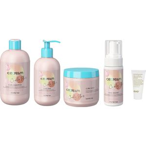Inebrya - Ice Cream Curl Shampoo 300ML + Curl One 200ML + Curl Mask 500ML + Curl Mousse 150ML + WILLEKEURIG Travel Size