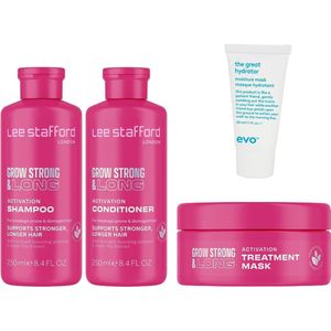 Lee Stafford - Grow Long & Strong - Shampoo 250 ml + Conditioner 250 ml + Treatment Mask 200 ml + WILLEKEURIG Travel Size