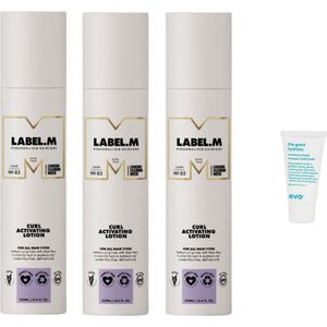 3 x Label.M - Curl Activating Lotion - 250 ml + WILLEKEURIG Travel Size