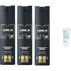 3 x Label.M - Fashion Edition Ultimate Hairspray - 250 ml + WILLEKEURIG Travel Size