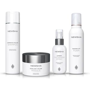 NEWSHA - Beauty Secret Voor Volumineus Haar - Set - GORGEOUS VOLUME SHAMPOO 250ml + EXCELLENT VOLUME MASQUE 150ml + SUPREME THICKENING SPRAY 125ml + SHAPING LIFT FOAM 200ml