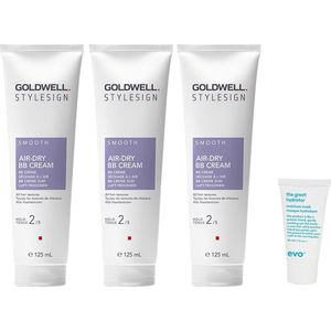 3 x Goldwell - Stylesign Air-Dry BB Cream - 125 ml + WILLEKEURIG Travel Size