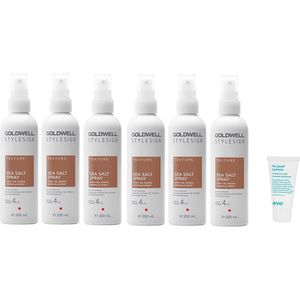 6 x Goldwell - Stylesign Sea Salt Spray - 200 ml + WILLEKEURIG Travel Size