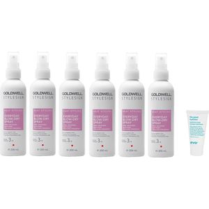 6 x Goldwell Stylesign Everyday Blow-Dry Spray 200ml + WILLEKEURIG Travel Size