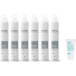 6 x Goldwell - Stylesign Working Hairspray - 500 ml + WILLEKEURIG Travel Size
