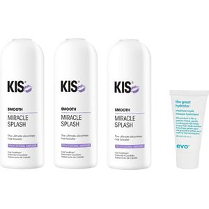 3 x KIS Smooth - Miracle Splash - Haar Treatment - 200 ml + Willekeurig Travelsize