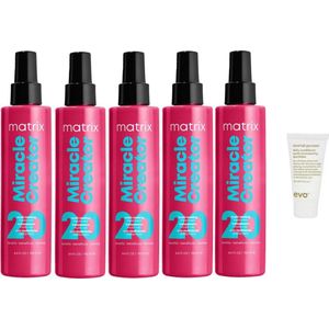 5 x Matrix Miracle Creator Leave-In Spray – Multifunctionele spray voor ieder haartype – 190 ml + WILLEKEURIG Travel Size