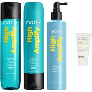 Matrix High Amplify Shampoo 300ML - Conditioner 300ML - Amplify Wonder Boost 250ML + Gratis Evo Travelsize