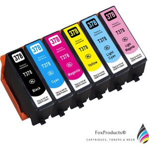 Foxproducts® huismerk 378 / 378XL inktcartridges - 6 Kleuren - Geschikt voor Epson Expression Photo XP-8500 8505, XP-8600 8605 8606, XP-8700 8705, XP-15000