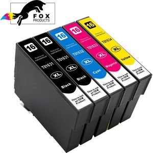 FoxProducts® 5x 16XL T16 16 inktcartridges geschikt voor epson Workforce WF-2010W WF-2510WF WF-2520NF WF-2530WF WF-2540WF WF-2630WF WF-2650DWF WF-2660DWF WF-2750DWF WF-2760DWF