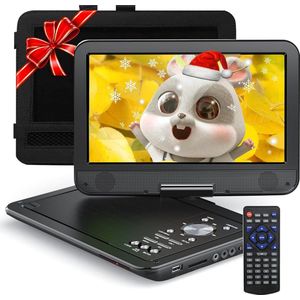 Portable DVD Speler - 13.9 Inch Scherm, Oplaadbare Batterij, USB en SD Kaart Ondersteuning, Ingebouwde Luidsprekers, Afstandsbediening - Draagbare DVD Speler voor Auto en Thuisgebruik