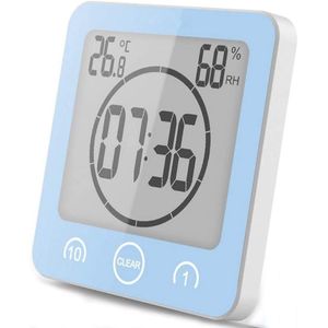 Waterdichte Douche Timer met Hygrometer en Thermometer - Badkamer Countdown Klok - Energiebesparing - Intuïtieve Bediening - Efficiënt Waterverbruik - Duurzaam Ontwerp - Veilig en Waterbestendig