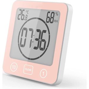 Waterdichte Douche Timer met Hygrometer en Thermometer - Badkamer Countdown Klok - Energiebesparing - Intuïtieve Bediening - Efficiënt Waterverbruik - Duurzaam Ontwerp - Veilig en Waterbestendig - Handige Installatie - Bewust Douchen en Besparen