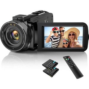 Digitale Camcorder voor Beginners - Full HD Videocamera voor YouTube en Vlogging - Inclusief Extra Batterijen - Handheld Video Recorder met Beeldstabilisatie - 3 Inch LCD Scherm - Draagbaar en Gebruiksvriendelijk