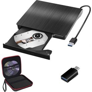 Externe Draagbare Optische DVD-Speler - USB 3.0 Aansluiting - Plug-and-Play Gemak - Draagbaar Ontwerp - Compatibel met Windows en Mac - Slank en Duurzaam - Ideaal voor Onderweg en Thuisgebruik