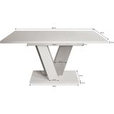 Meubella - Eetkamertafel Velluto - Zwart Hoogglans - Betonlook - 160 cm - Uitschuifbaar