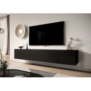 Meubella - TV-Meubel Bonzo - Zwart - Visgraat - 180 cm