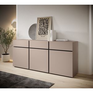 Meubella - Dressoir Cainan - Beige - Zwart - 180 cm