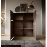 Meubella - Dressoir Cainan - Beige - Zwart - 119 cm - Hoog