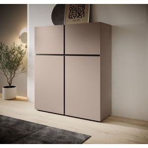 Meubella - Dressoir Cainan - Beige - Zwart - 119 cm - Hoog