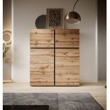 Meubella - Dressoir Cainan - Eiken - Zwart - 119 cm - Hoog