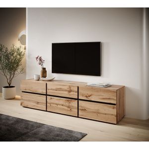 Meubella - TV-Meubel Cainan - Eiken - Zwart - 180 cm