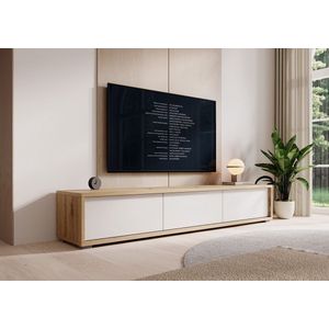 TV-Meubel Fortunato - Eiken - Wit - 180 cm - 3 deuren