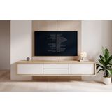 TV-Meubel Fortunato - Eiken - Wit - 180 cm - Met lades