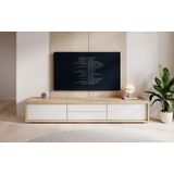 TV-Meubel Fortunato - Eiken - Wit - 180 cm - Met lades