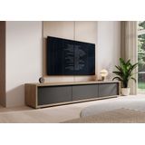 TV-Meubel Fortunato - Eiken - Antraciet - 180 cm - 3 deuren