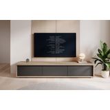 TV-Meubel Fortunato - Eiken - Antraciet - 180 cm - 3 deuren