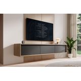 TV-Meubel Fortunato - Eiken - Antraciet - 180 cm - 3 deuren