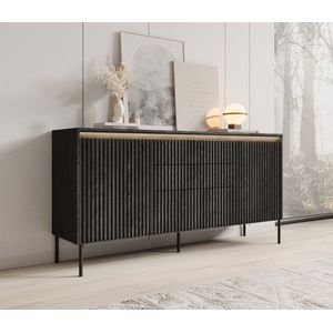 Meubella - Timoteo - Dressoir - Mat Zwart - 3 Lades - 2 Deuren