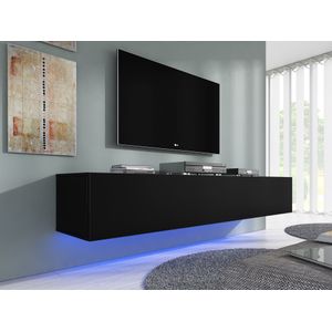 Meubella TV-Meubel Dario - Mat zwart - 180 cm - met led