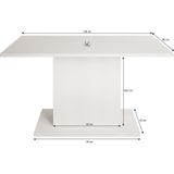 Meubella - Eetkamertafel Tova - Wit - Grijs Betonlook - 138 cm