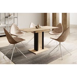 Meubella - Eetkamertafel Wendel - Eiken - Zwart - 140 cm - Uitschuifbaar