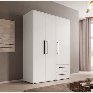 en.casa] Kledingkast Finning Garderobekast wit mdf met kledingroede en legplank 176x80x52 cm
