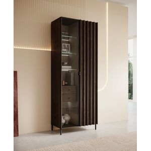 Meubella - Vitrinekast Paz - Donkerbruin eiken - 73 cm