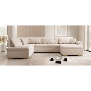 Meubella Hoekbank Nicoreta Beige Teddy Boucle Rechts