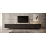 Meubella - TV-Meubel Pepinos - Mat zwart - 300 cm