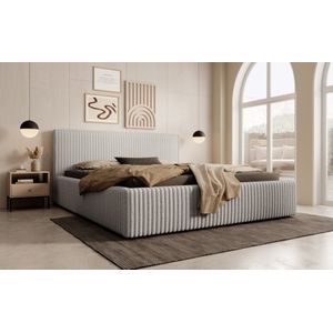 Tweepersoonsbed Infinity - Grijs - Fluffy ribstof - 160x200 cm